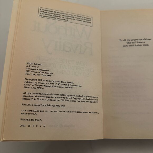 4 for $10! 😎 "Siblings Without Rivalry" By Faber & Mazlish Paperback - Picture 5 of 6